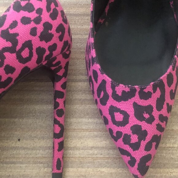 ony Bianco 80’s Style Deep Pink Leopard Ajana Stiletto Heels Pumps - Picture 3 of 13